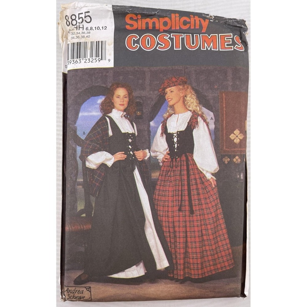 Simplicity 8855 Costume Blouse Vest Skirt Shawl Hat‎ Misses' 6-12